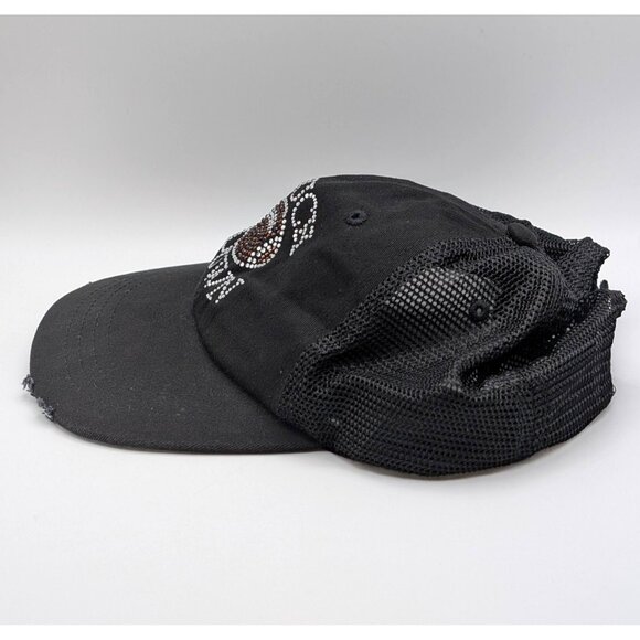 Touch Down Football Bling Baseball Cap Mesh Back Hat Adjustable Strap Distressed - Picture 3 of 5